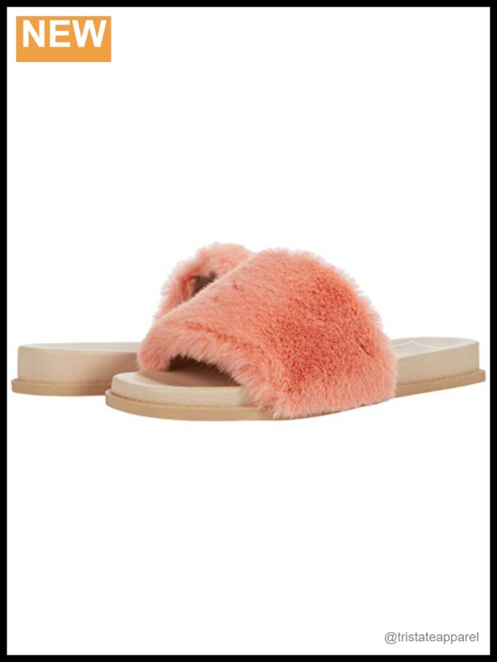 Faux Fur Slide Slippers Open Toe Slip On Flat Sandals